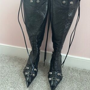 Balenciaga Cagole Black Leather Heeled Boots